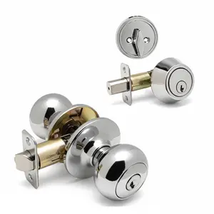 Bedford Polished Chrome Entry Knob with Matching Single Cylinder Deadbolt Combo Pack