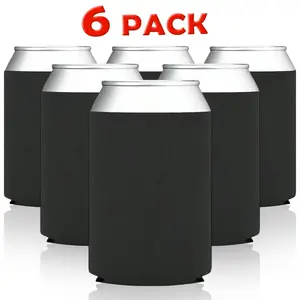 6 Pack Can Cooler Sleeves, Beer Can Coolers, Collapsible Plain Drink Holder, Insulated Beverage Holder, Cold Soda Insulator, 12oz Regular, 16oz Tall Cans