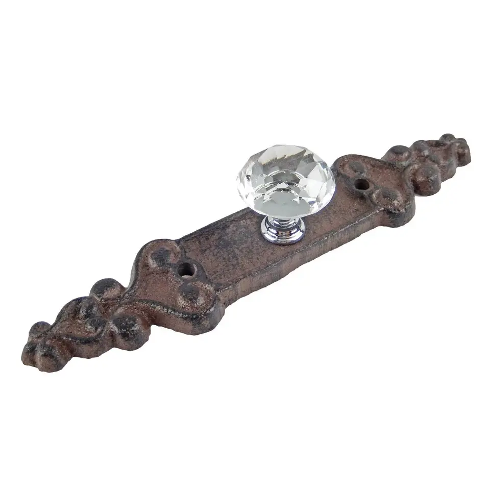 Crystal Door Handle Pull Cast Iron Fleur De Lis Cabinet Drawer Knob