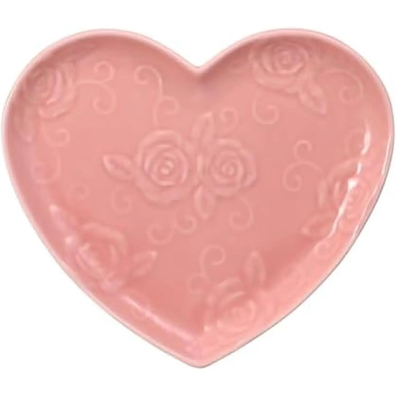 9 in BPA-Free Heart-Shaped Floral Plates, Pink Watercolour Rose Motif, Microwave-Safe, Dishwasher-Safe Kitchen Dining Tableware for Parties