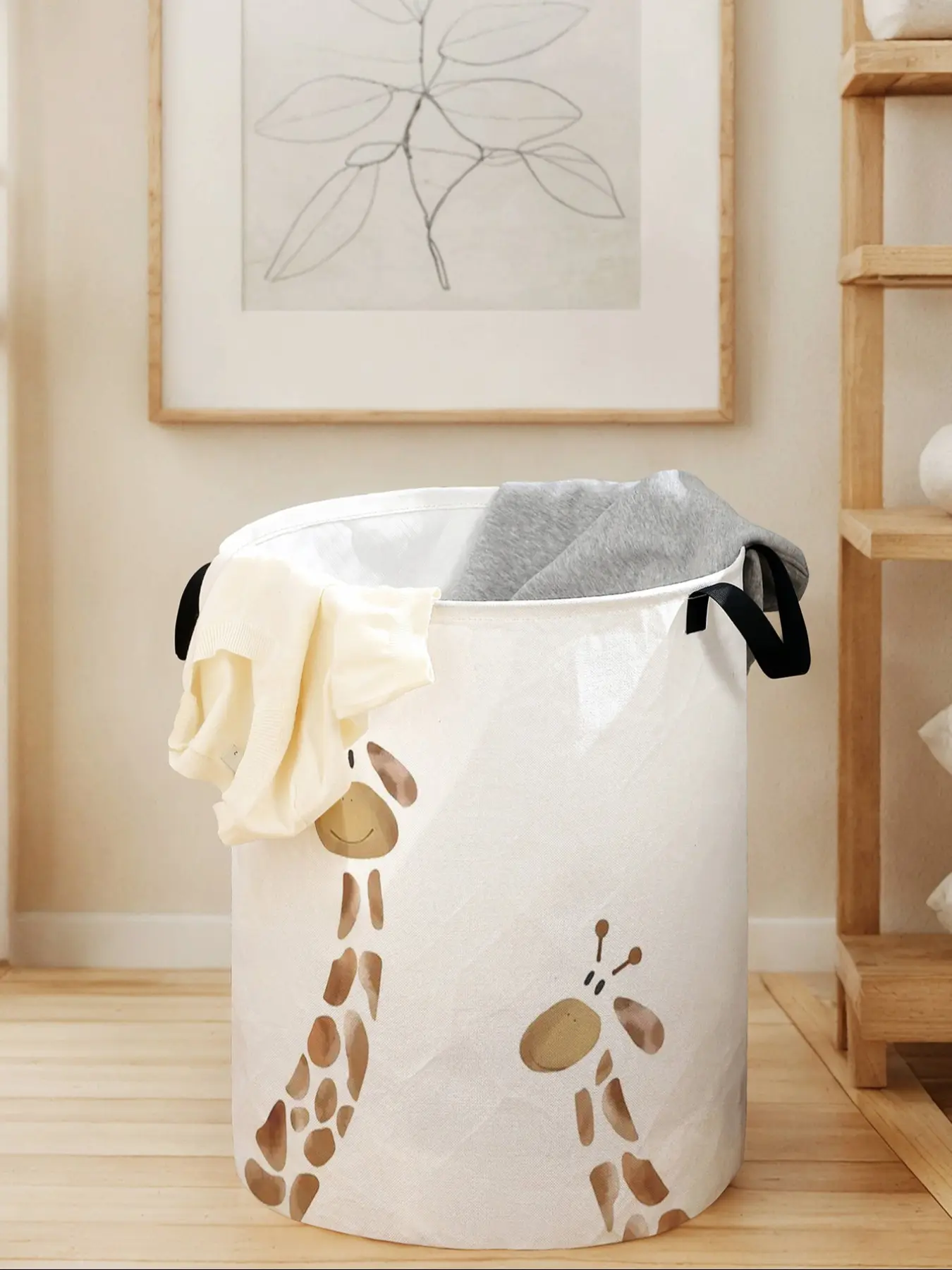 Giraffe Print Laundry Basket with Handle, Dirty Clothes Basket, Laundry Hamper, Durable Foldable Clothes Storage Bin, Large Capacity Toy Organizer for All Seasons