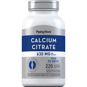 Piping Rock Calcium Citrate with Vitamin D3 | 630 mg | 220 Caplets | Supplement for Women and Men | Vegetarian, Non-GMO, Gluten Free