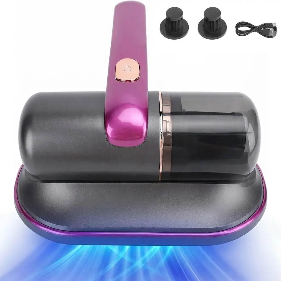 Rechargeable Handheld Bed Vacuum Cleaner, Super Suction and Low Noise, UV, Washable Filter for Deep Cleaning, Cordless Mattress Vacuum Cleaner, Effectively Cleans Beds, Sofas, Pet Hair and Carpets
