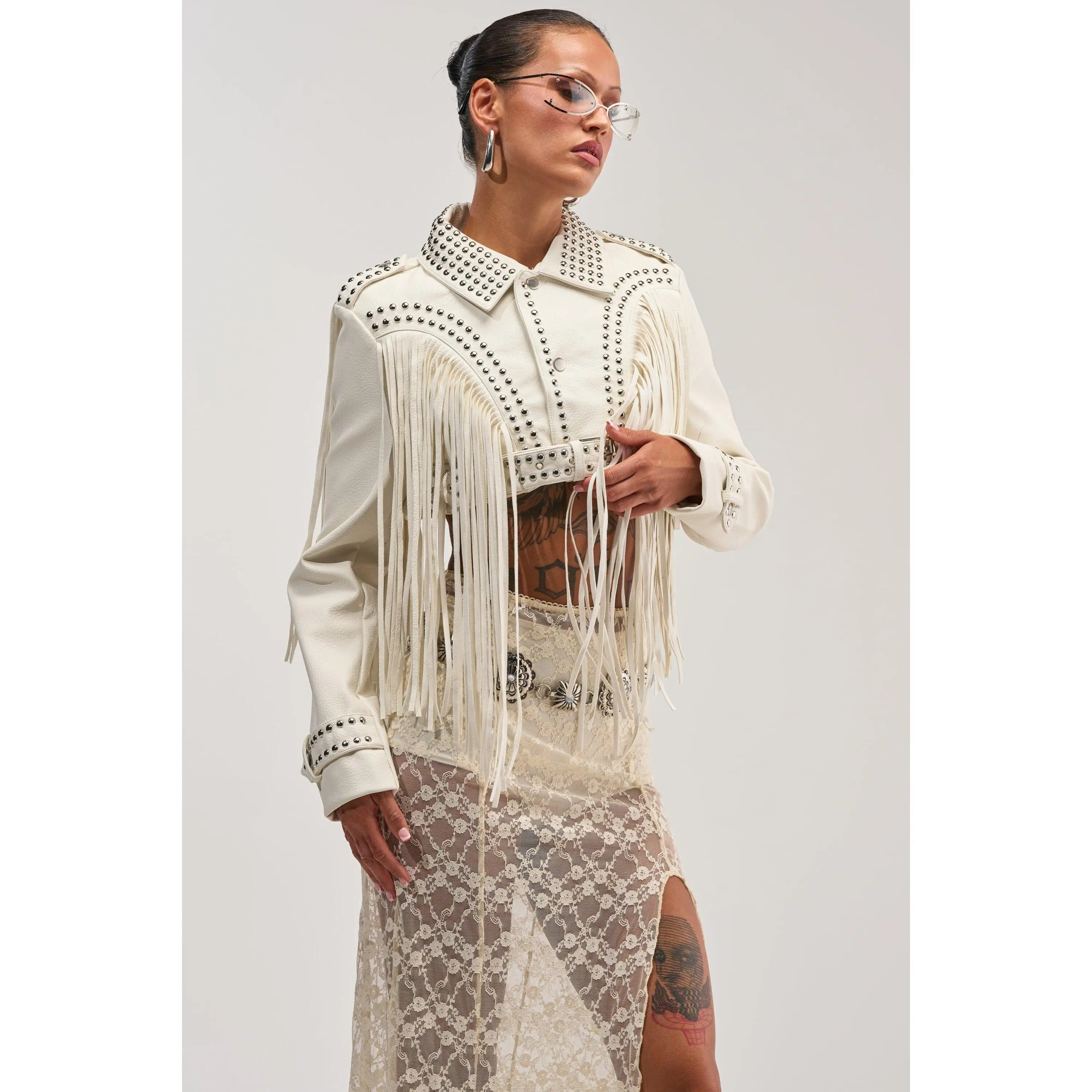 RUMI CROPPED MOTO IN WHITE