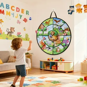 Large Dart Board Set with 12 Sticky Darts, Dual-Sided Indoor Outdoor Party Game Toy, Perfect Summer Gift or Holiday Present