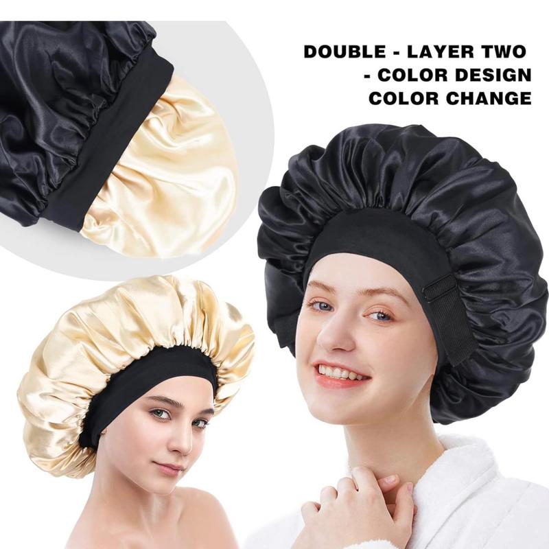 Silk  for Sleeping Double Layer Satin  Adjustable  for Black Woman Sleep Cap Reversible Hair  for Curly Hair (BlackandPurple) love  lucy bonnet hats Daily Heatless Elastic Haircare