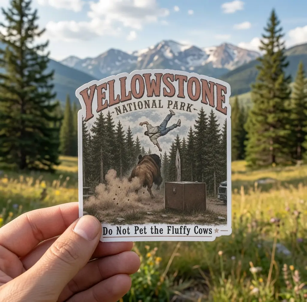 Yellowstone Do Not Pet The Fluffy Cows Vinyl Sticker, Funny Bison Meme Stickerr, National Park Graphic, Wildlife Lover Gift