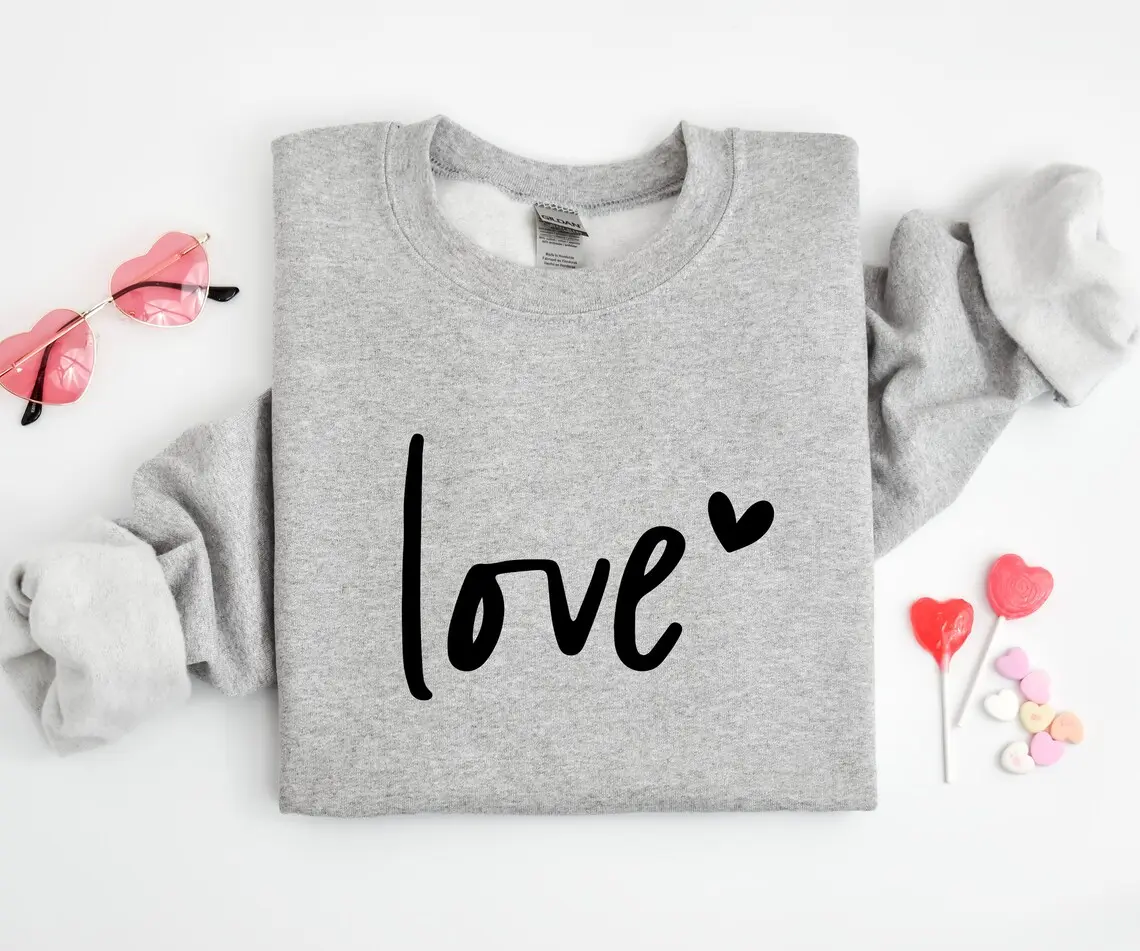 Love Sweatshirt, Heart Sweatshirt, Couple Sweatshirt, Valentines Day Gift Sweatshirt, Heart Love Sweater, Gift For Her, Women's Sweatshirt