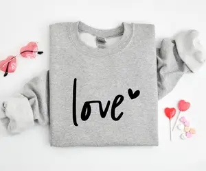 Love Sweatshirt, Heart Sweatshirt, Couple Sweatshirt, Valentines Day Gift Sweatshirt, Heart Love Sweater, Gift For Her, Women's Sweatshirt