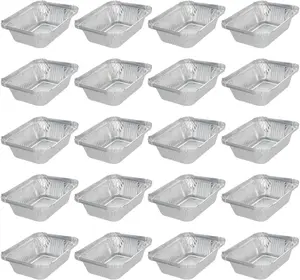5.5"X4.3"X1.7" Aluminum Foil Pans,Disposable Takeout Pans, 100Pcs Aluminum Foil Food Containers Rectangle Pans 300Ml for Cooking, Baking, Heating, Storing, Food Prepping