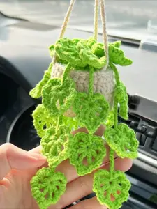 Handmade Crochet Hanging Plant Geranium Pot, Car Mirror Decor, Car Hanging Decoration, Creative Pendant, Bag Charm, Keychain, Boho Style, Perfect Gift