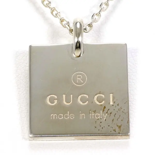 Pre-owned GUCCI Sterling Silver 925 (Ag925) Small Leather Goods Square 925 Necklace