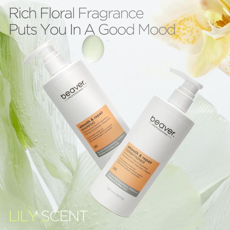 Beaver Professional Smooth & Repair Shampoo & Conditioner Set - 500ml Each for Smooth Hair Care with Aqua Water Formula