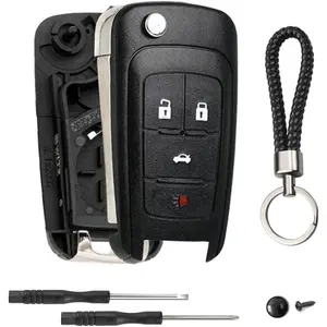 4 Button Key Fob Keyless Remote Remote Case Case Replacement For Chevy Cruze,Equinox,Camaro,Impala,Malibu,Sonic,Buick Regal,Verano,Encore,Lacrosse,GMC Terrain 2010 2011 2012 2013 2014 2015 2016-2021