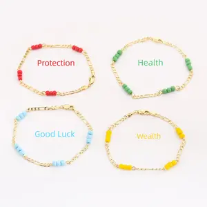 Trendytry 4 PCS 14K Gold-Plated Lucky Bracelets for Women Symbolizes good luck, wealth, health, and protection
