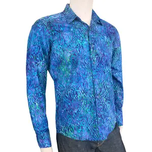 Electric Blue Batik Button Down – Lightweight Cotton | Tailored Fit | Couture