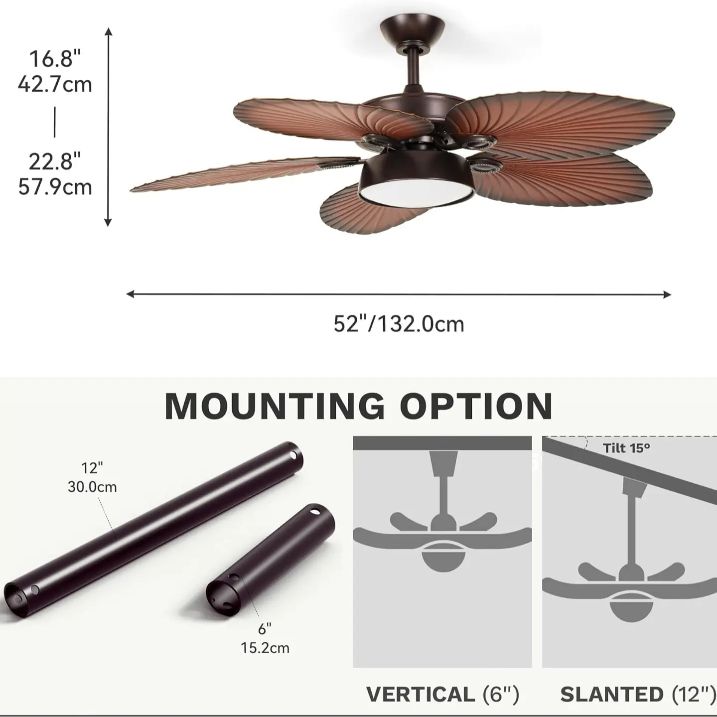 Broad Palm Fan Blade w/ Flat Light