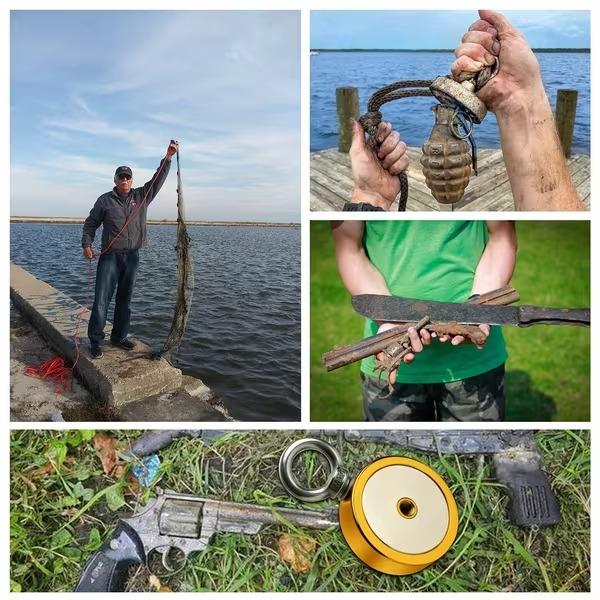3200LBS Fishing Magnet Kit - Heavy Duty Neodymium Rare Earth Magnet, Double-Sided 2.95", Gloves, Locking Clasp & Threadlocker Included