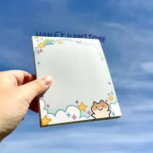 Hamster Cloud with Stars | Funny Cute Notepad | Gifts Under 10 | Novelty Stationary Present | For Office School Personal Use Adorable Notes