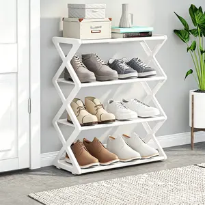 4-Tier Z-Shape Shoe Rack, Space-Saving Shoe Organizer, Easy Assembly, Suitable for Entryway/bedroom/closet, Abs Material
