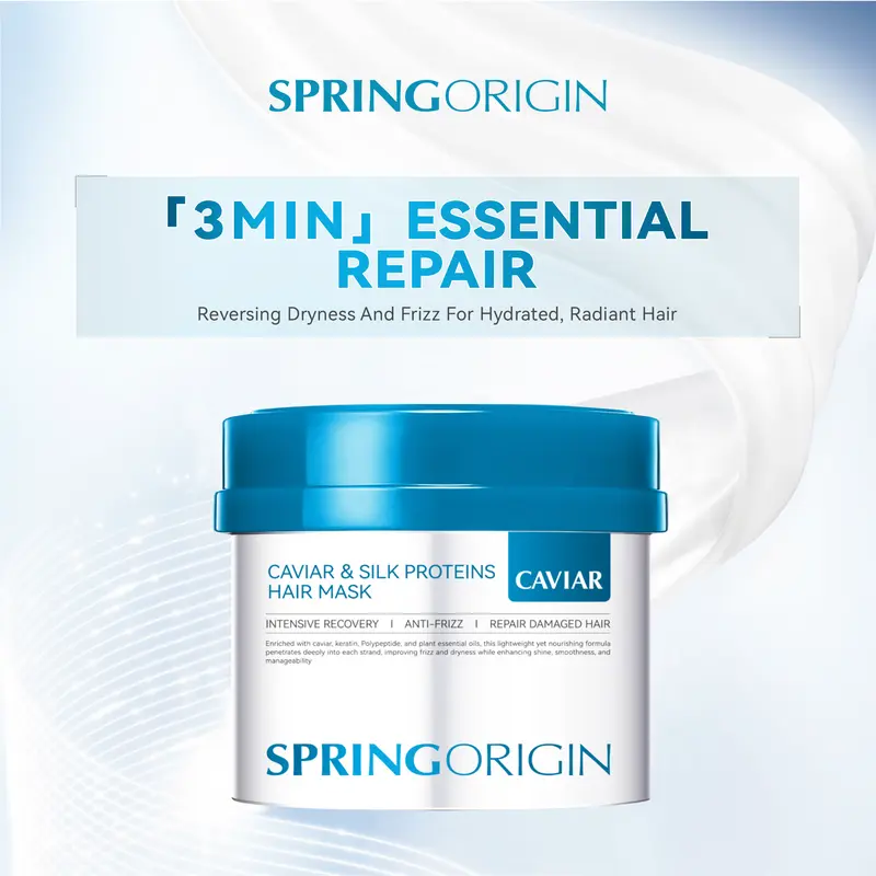 Spring oringin Caviar Collagen Hair Mask: Intensive Repair Treatment for Damaged, Dry Hair - Controls Frizz & Deep Hydration