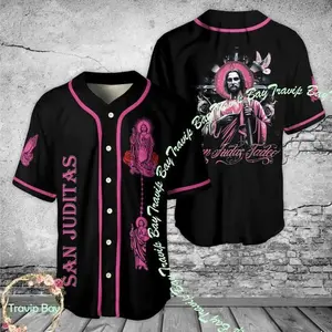 Camisas De San Judas Tadeo Pink Baseball Jersey – Saint Jude Thaddeus Faith Inspired Unisex Religious Fan Shirt