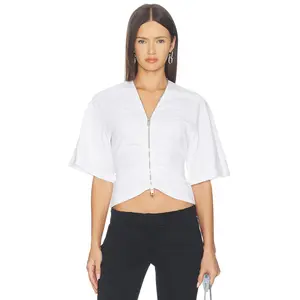Alexander Wang Gathered T-shirt With Continuous Loop Zipper in White