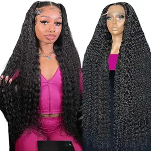 30 Inch Deep Wave Lace Front Wigs Human Hair 13x6 HD Transparent Deep Wave Lace Front Wigs for Women 180 Density Curly Lace Front Wig Pre Plcked Deep Wave Wigs with Baby Hair