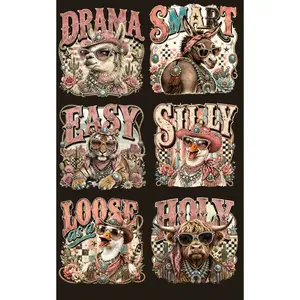 DRAMA LLAMA (1) PREMADE GANGSHEET - 22X36 DTF TRANSFERS - DIRECT TO FILM