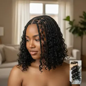 3Park 12 Inches  Italian Hair Black Curl Synthetic Crochet Hair for Black Women Short Bob Boho Hairstyle with French Loose Curl Box Braiding
