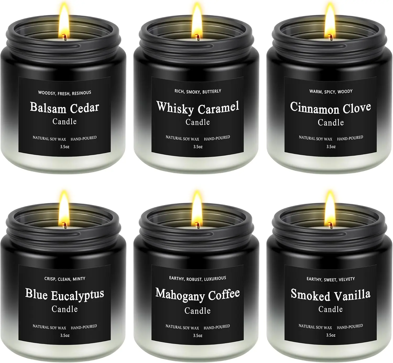 6 Pack Candles for Home Scented Aromatherapy Candles Gifts Set for Mens, Men Candle Set, 21 oz 150 Hour Long Lasting Candles, Gifts for Men, Birthday, Valentine,  Anniversary Present  Father's Day Gift