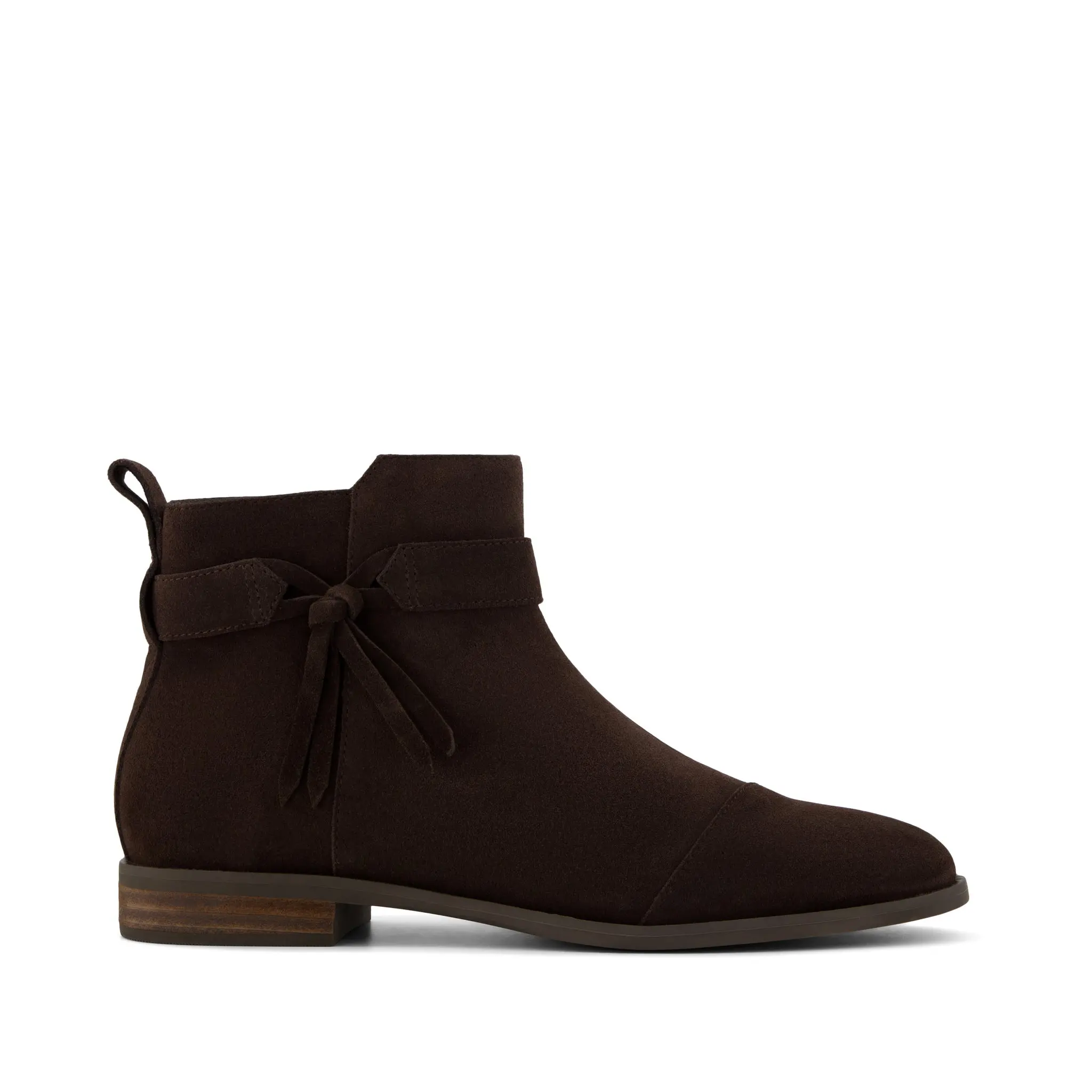 Womens Stacey Ankle Bootie Chocolate Brown Suede