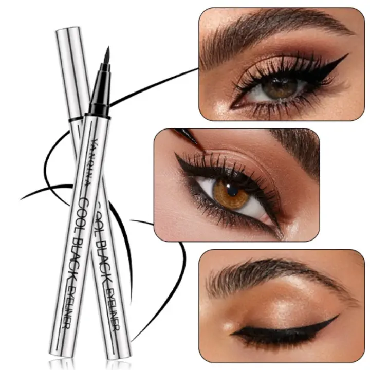 Waterproof Liquid Eyeliner Pen for Cat Eye - Silver Tube, Smudge Proof Long Lasting Matte Gel Eyeliner, Precision Fiber Tip Silky Smooth Vegan Eye Makeup, Jet Black Creamy Eyeliner Ideal Gift for Women