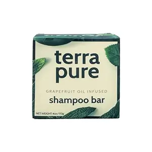 Terra Pure Shampoo Bar Grapefruit Oil Infused - Plastic Free, Soap Free, Vegan, Plant Based, Sustainable, Eco-Friendly, & Zero Waste