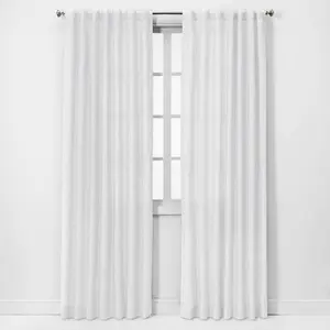 Threshold Light Filtering Linen Window Curtain Panel Traditional Beige Threshold Light Filtering Linen Window Curtain Panel Traditional Beige