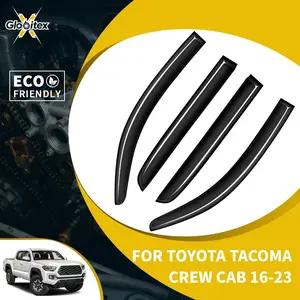 Tape-On Outside Window Visors Sun Rain Guards Vent for Toyota Tacoma Crew Cab 4-Door 2016-2023, Mount Wind Deflectors, 4PCS