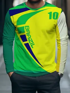 Men's Brazil National Team Football Jersey Number 10, Casual T-Shirt, Soccer Shirt, Sporty Design for Outdoor and Daily Wear