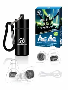 Hearprotek HP16 2 Pairs High Fidelity Concert Ear Plugs, Silicone Reusable Noise Reduction Musicians Earplugs,Hearing Protection for Loud Music,Concerts,Rave,Festival,DJ’s,Nightclub,Party (23dB & 26dB) high fidelity noise cancellation noise reduction Case