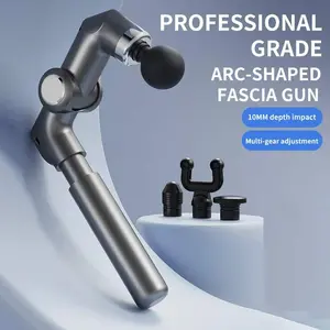 Foldable Curved Electric Fascia Gun - Extendable Percussion Massager with High-Frequency Vibration for Deep Tissue Muscle Recovery