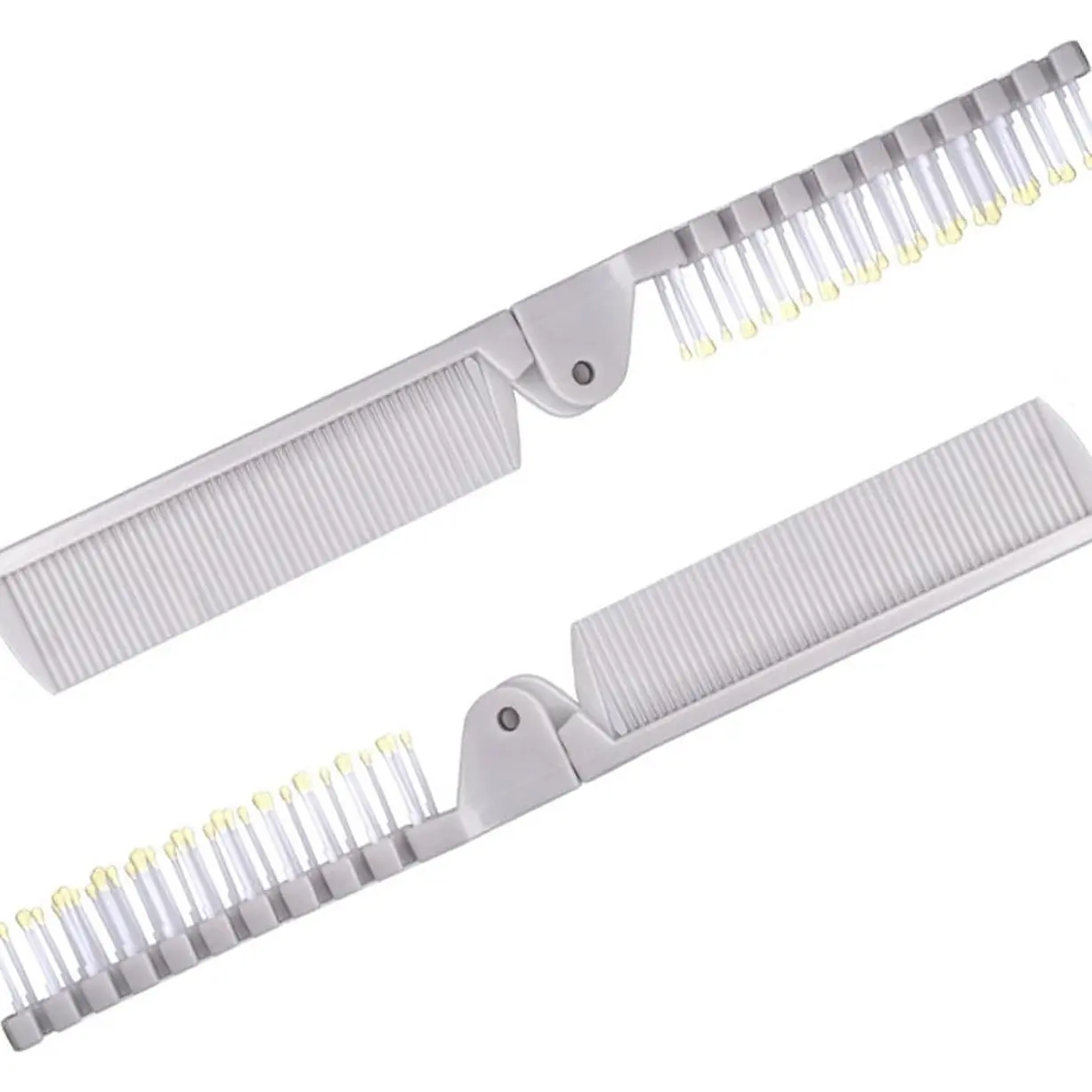2 Piece Folding Hair Brush Set, Portable Travel-Friendly Comb – Small, Foldable for Purses – Mini Pocket Brush for Women and Girls – Anti-Static Double-Sided Compact Hair Comb