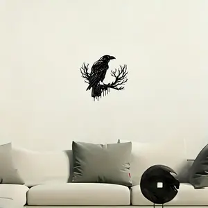 Gothic Crow & Tree Design Artistic Wall Art, Iron Wall Decor, Wall Art Decor for Home Living Room Bedroom Dining Room, Housewarming Gift