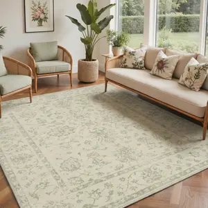 【Summervibes】GENIMO Soft Area Rug – Pet Friendly, Non-Slip, Machine Washable Floor Rug, Perfect Home Carpet for Living Room, Bedroom, Kitchen, Hallway, Stylish Interior Decor ,ARP048-GREEN