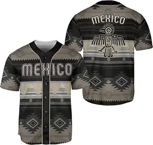 Mexico Baseball Jersey Men Women Aztec Pattern Streetwear Casual Summer Sports Shirt Eagle Design Comfortable Loose Fit Gym Athletic Wear Unisex Fashion, Ultimate Comfort