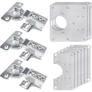 3 count Cabinet Door Hinges, Cabinet Hinge Repair Plate Kit Fix Loose Sagging Cabinet Doors,Hinge Repair Plates for   Cabinets,Door Repair Kit Include(9 Repair Panels+3 Hinges+54 Screws) (3)