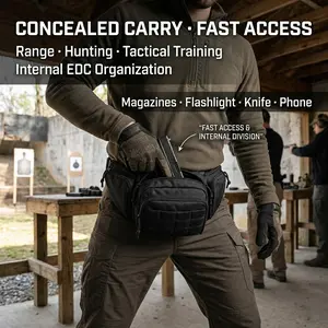 Men's Tactical Waist Bag | Concealed Carry Bag with a Quick-release Metal Buckle, Adjustable Shoulder Strap, Magazine Pouch, and Multi-functional Design with Extra Storage Space- Perfect for Daily Use, Outdoor Sports, Hiking, and Travel