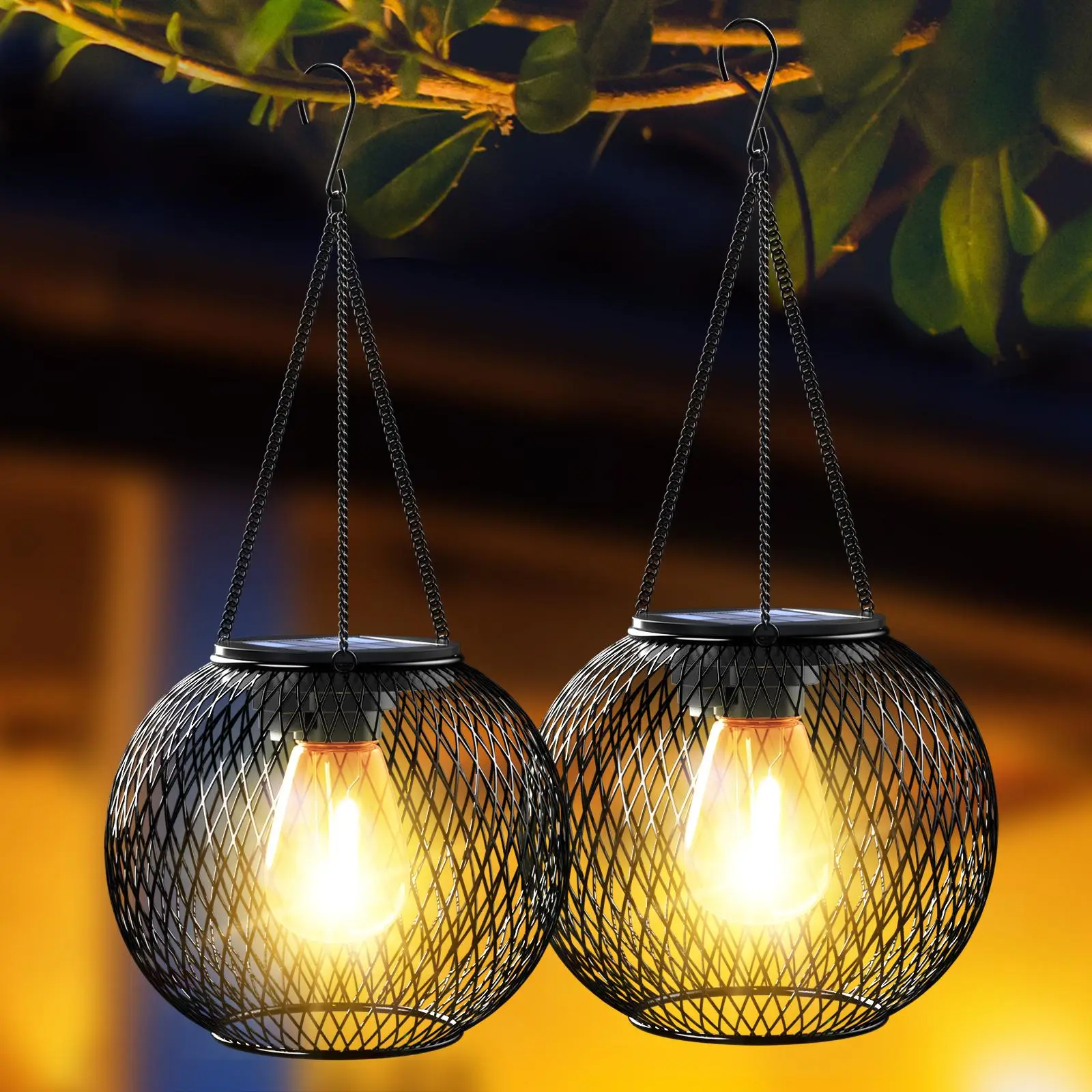 Solar Powered Hanging Lantern, Outdoor Waterproof Hanging Solar Light, Decorative Lighting for Garden Yard Patio Pathway, Garden Decor, Christmas 2024