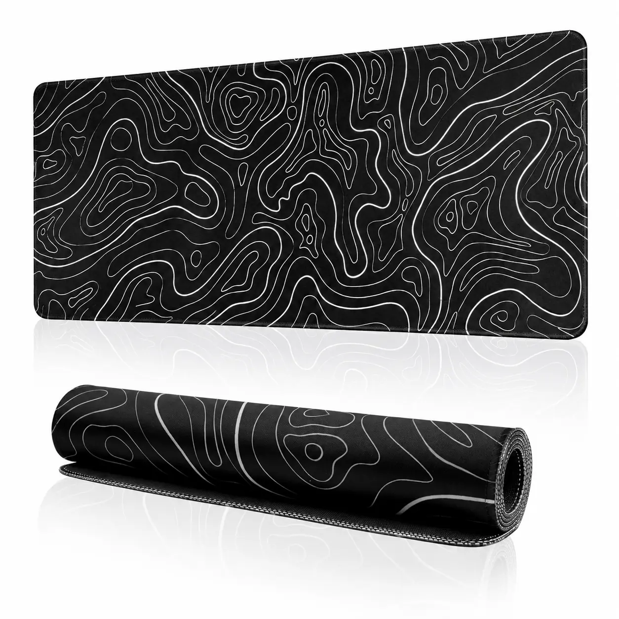 Polyester-Rubber Topographic Gaming Mouse Pad, 23.6in x 13.8in with Stitched Edges, Waterproof Anti-Slip Desk Mat for Gaming Office Use