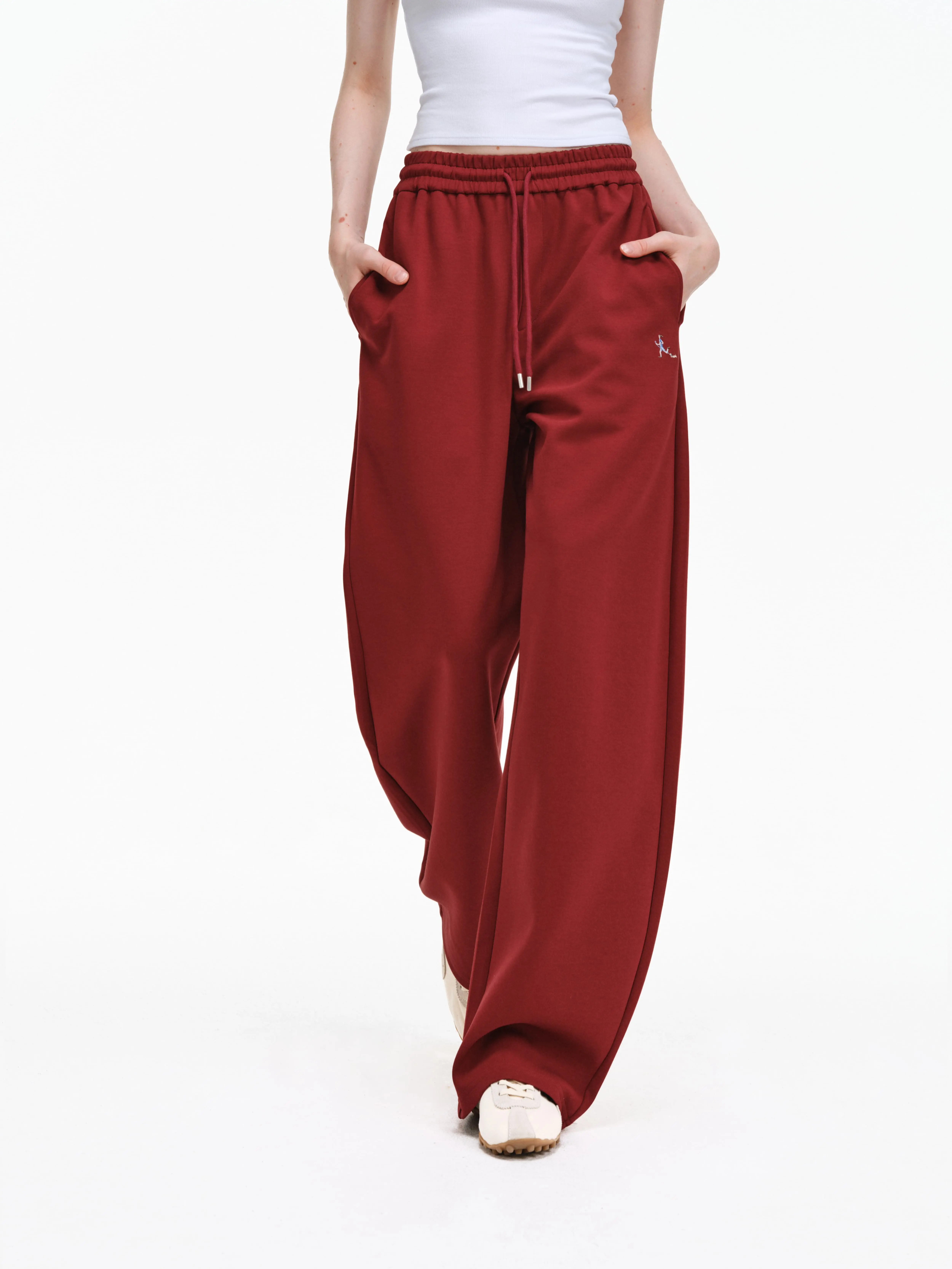 PCLP Women's Oversized Cotton Sweatpants - Straight Leg, Elastic Waist, Adjustable, Soft, Comfortable, Essential, Preppy, Structured Feel, Minimalist Casual Streetwear Bottoms