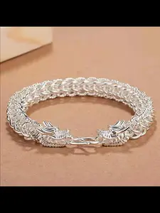 Handmade Braided Dragon Head Bracelet, Vintage Chinese Style Unisex Jewelry, 2026 Trendy Accessory for Men and Women