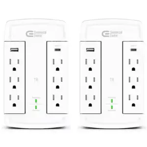 6-Outlet Wall Mounted Swivel Surge Protector with SUB (2-Pack) CyberPower